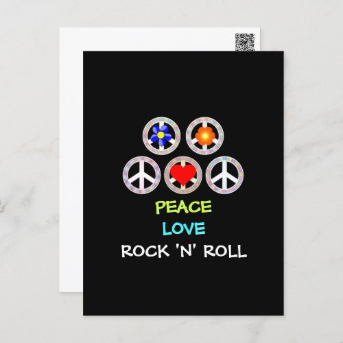 Peace Love and Rock n Roll Postcard