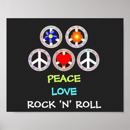 Peace Love and Rock n Roll Poster