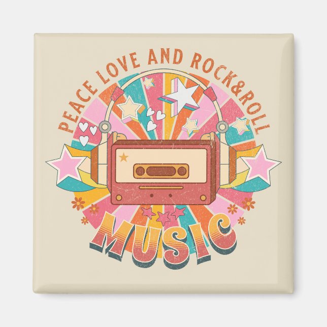 Peace love and rock & roll magnet (Front)