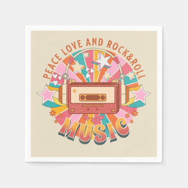 Peace love and rock & roll napkins (Front)
