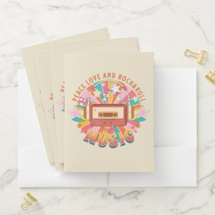 Peace love and rock & roll pocket folder