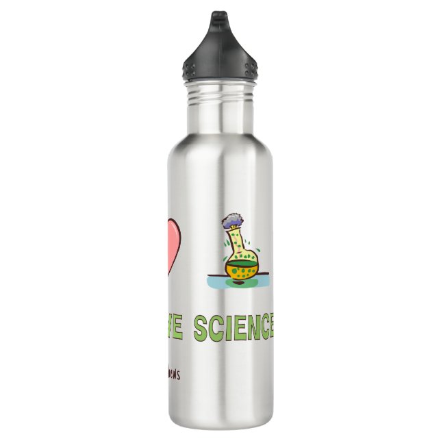 Peace Love and Science with Custom Name Stainless Steel Water Bottle (Right)