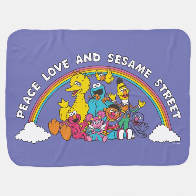 Peace, Love and Sesame Street Baby Blanket (Horizontal)