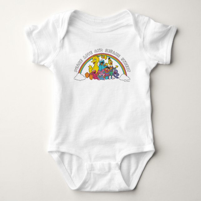 Peace, Love and Sesame Street Baby Bodysuit (Front)