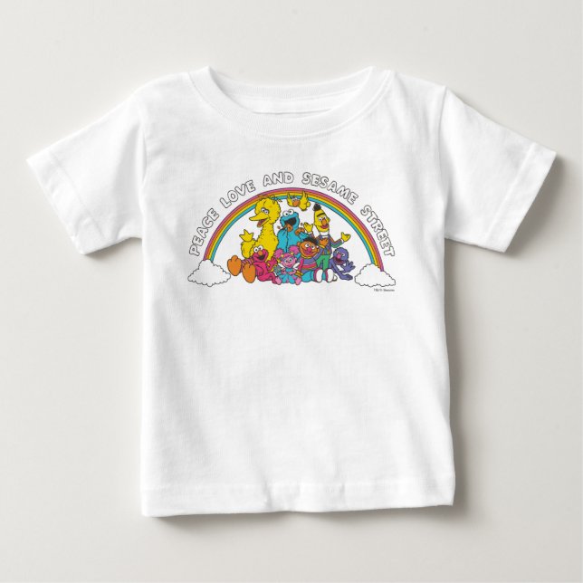Peace, Love and Sesame Street Baby T-Shirt (Front)