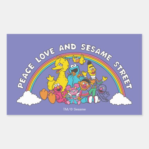 Peace Love and Sesame Street Rectangular Sticker