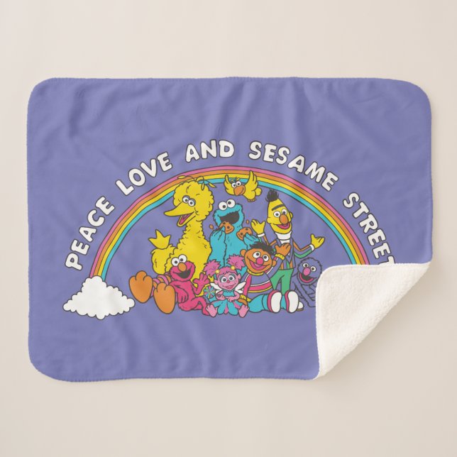 Peace, Love and Sesame Street Sherpa Blanket (Front (Horizontal))