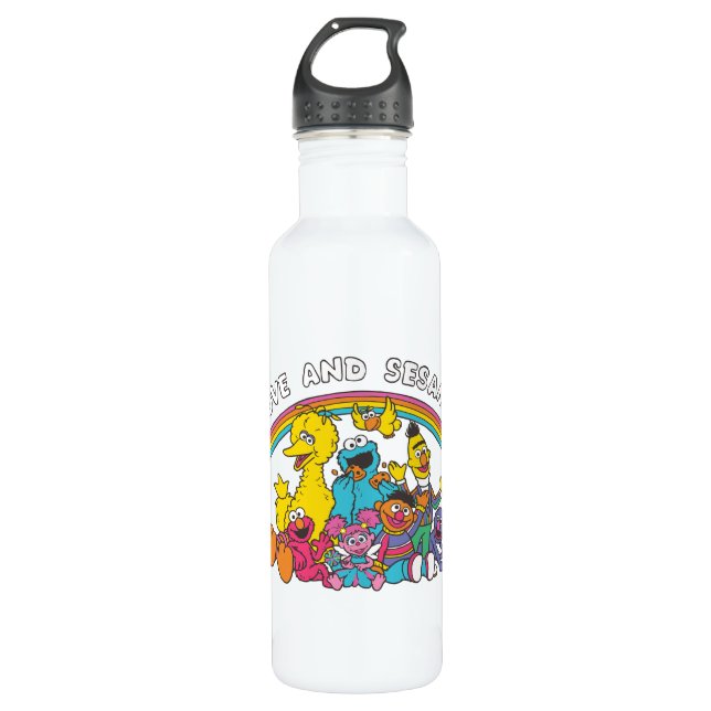 Peace, Love and Sesame Street Stainless Steel Water Bottle (Front)