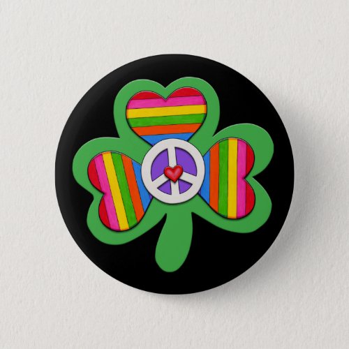 Peace Love and Shamrocks Button