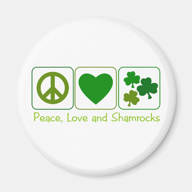 Peace, Love and Shamrocks Magnet (Front)