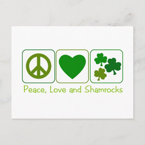Peace Love and Shamrocks Postcard