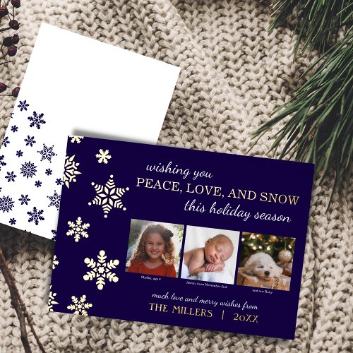 Peace Love and Snow Foil Holiday Card