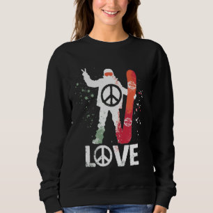 Peace Love And Snowboarding - Vintage Peace Symbol Sweatshirt