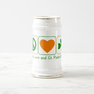 Peace, Love and St. Patrick's Day Beer Stein