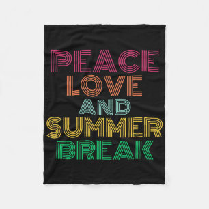 Peace Love And Summer Break Teacher Funny Retro Vi Fleece Blanket