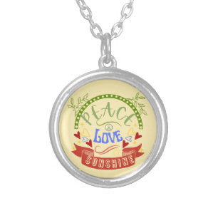 Peace, Love and Sunshine Silver Plated Necklace
