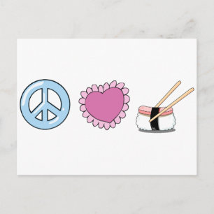 Peace Love and Sushi Postcard