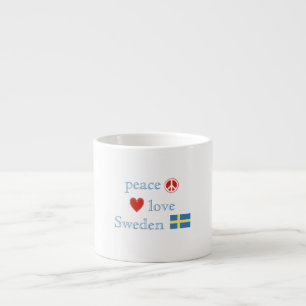 Peace Love and Sweden with Swedish Flag Espresso Cup
