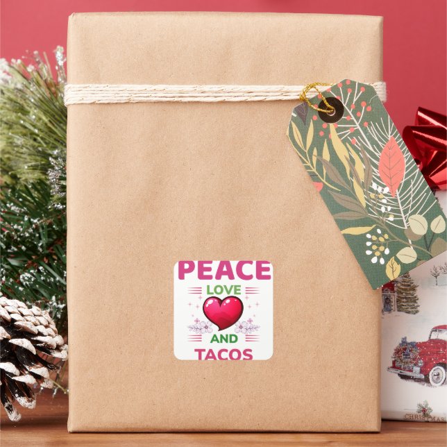 Peace, Love, and Tacos Fun Sticker (Holiday)