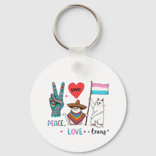 Peace Love and Trans LGBTQ Transgender Keychain