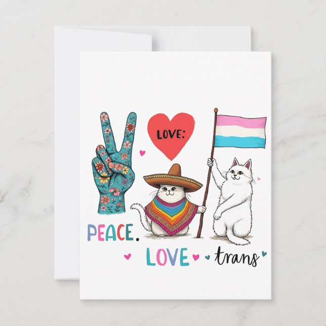 Peace Love and Trans LGBTQ Transgender  Note Card (Front)
