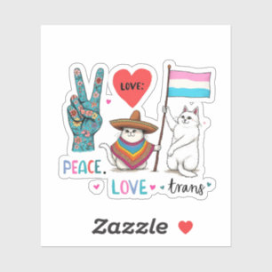 Peace Love and Trans LGBTQ Transgender  Sticker