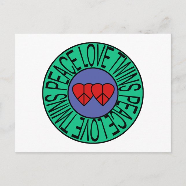 Peace Love and Twins - Circle Postcard (Front)