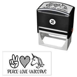 Peace, Love, and Unicorns Self-Inking Stamp