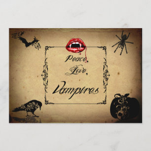 Peace, Love, and Vampires Halloween Party Invitation