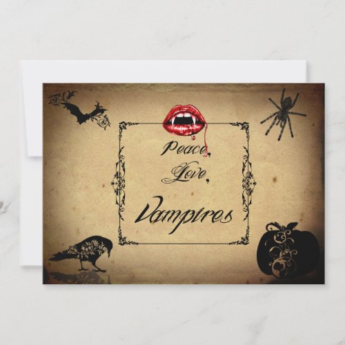 Peace Love and Vampires Halloween Party Invitation