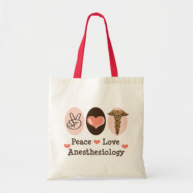 Peace Love Anesthesiology Tote Bag (Front)