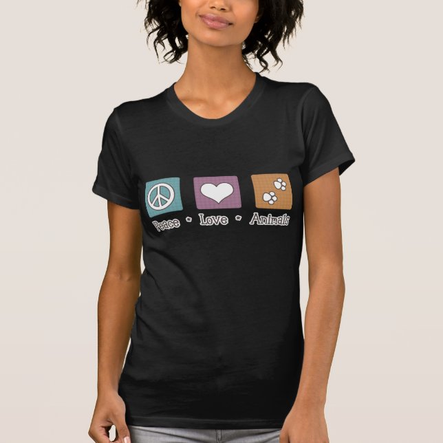 Peace Love Animals (Two Paws) T-Shirt (Front)