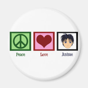 Peace Love Anime Magnet