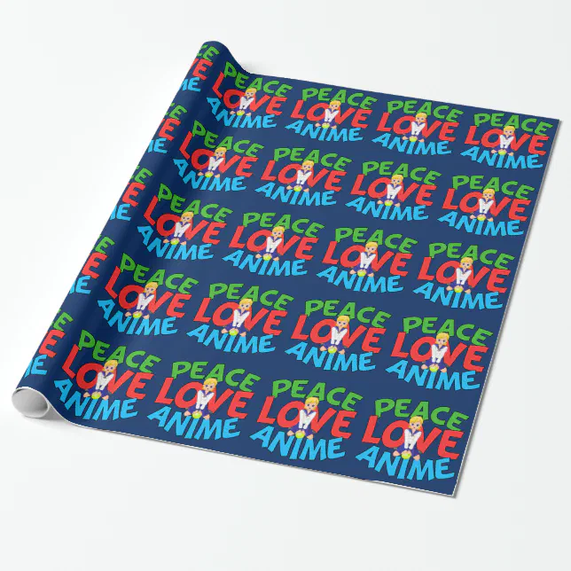 Peace Love Anime Wrapping Paper Zazzle