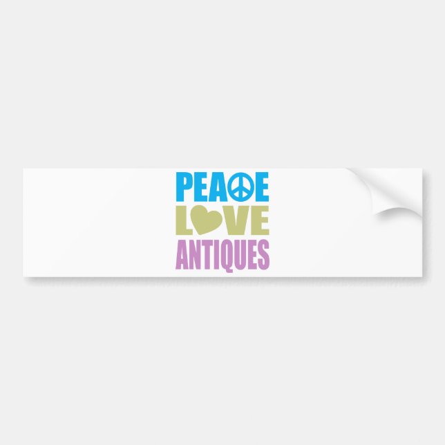Peace Love Antiques Bumper Sticker (Front)
