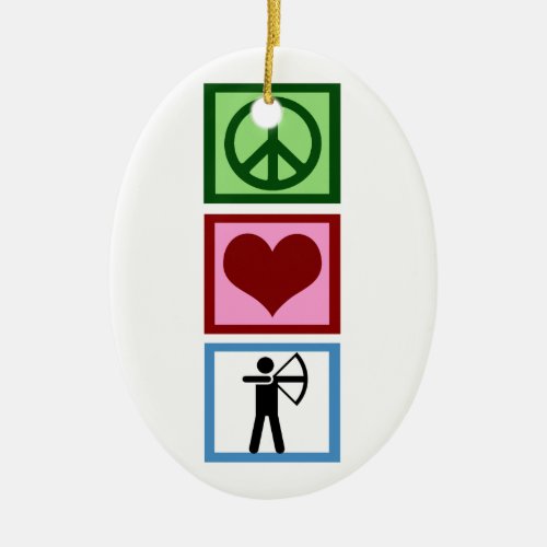 Peace Love Archery Ceramic Ornament