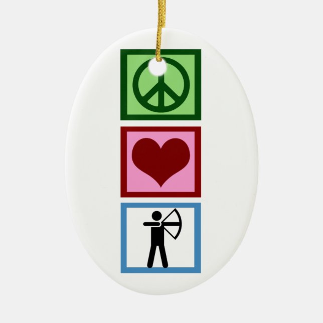 Peace Love Archery Ceramic Ornament (Front)