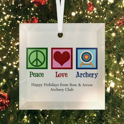 Peace Love Archery Custom Christmas Glass Ornament
