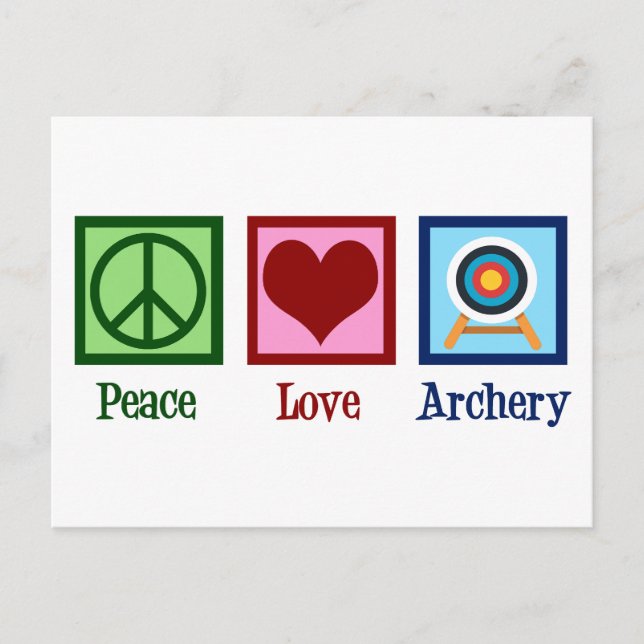 Peace Love Archery Cute Christmas Postcard (Front)