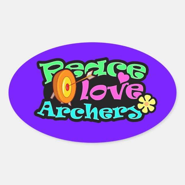 Peace, Love, Archery Oval Sticker (Front)
