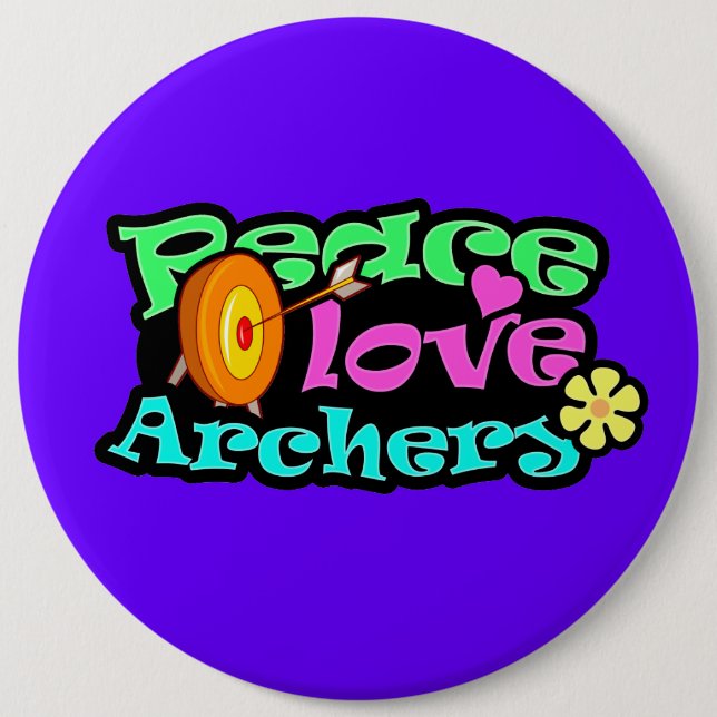 Peace, Love, Archery Pinback Button (Front)