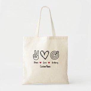 Peace, Love, Archery Tote Bag