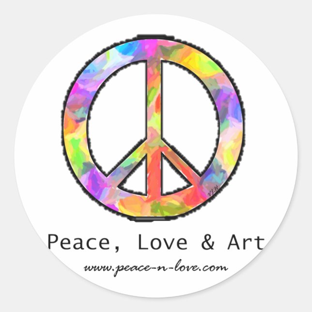 Peace, Love & Art Classic Round Sticker (Front)