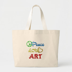 PEACE LOVE ART LARGE TOTE BAG