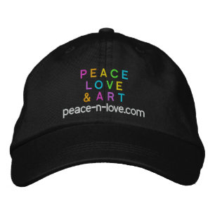 Peace, Love & Art Promotional Black Embroidered Baseball Hat
