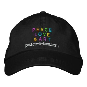 Peace  Love & Art Promotional Black Embroidered Baseball Hat by Victoreeah at Zazzle