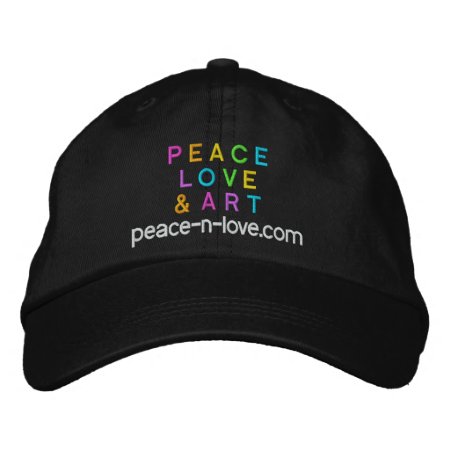 Peace, Love & Art Promotional Black Embroidered Baseball Hat