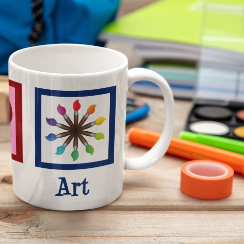 Peace Love Art Teacher Cute Paintbrush Coffee Mug