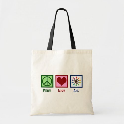 Peace Love Art Teacher Cute Paintbrush Tote Bag