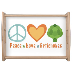 Peace Love Artichokes Vegan Veggie Hippie Foodie Serving Tray